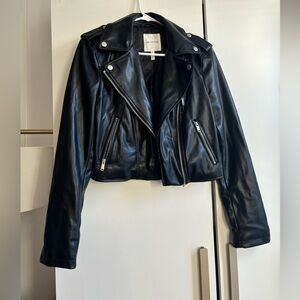 Avec Les Filles Faux Leather Biker Jacket